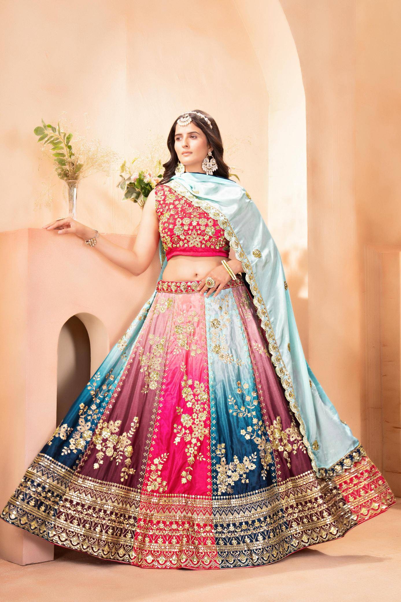 ON 5122 Chinon Bridal lehenga choli online shopping
